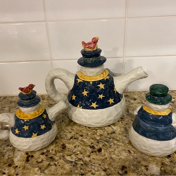 Sandy Elkins Snowman Tea Set - Picture 2 of 6